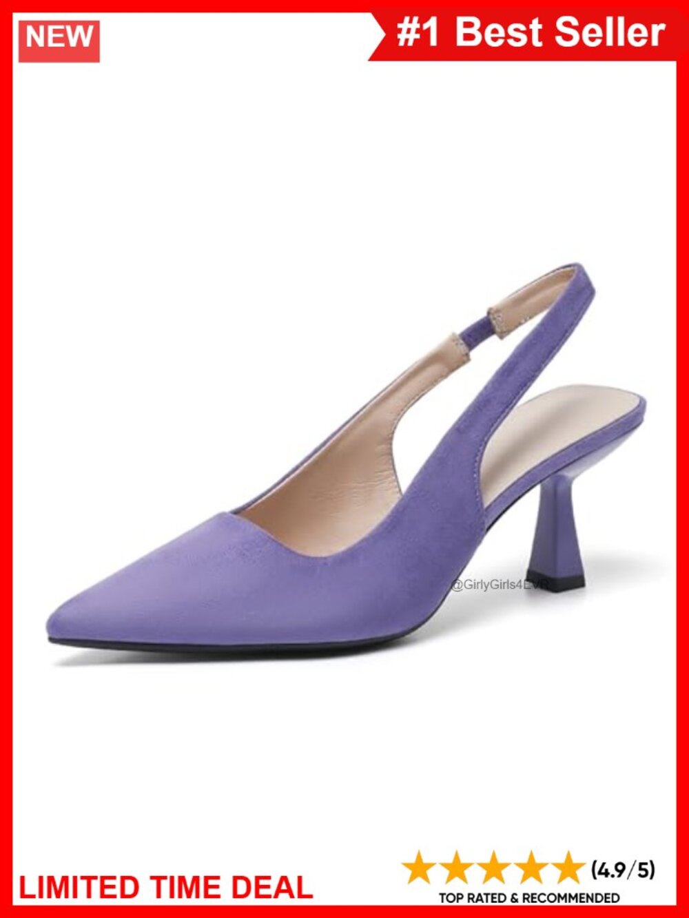Suede Kitten Heel Slingback Pumps Closed Toe Dress Shoes